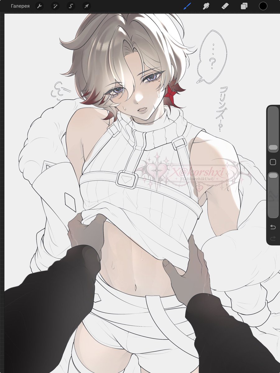 korshxi's tweet photo. Would you like to touch his tummy?  #Flins #Illuga #GenshinImpactㅤ wip https://t.co/5HvPyum6xN