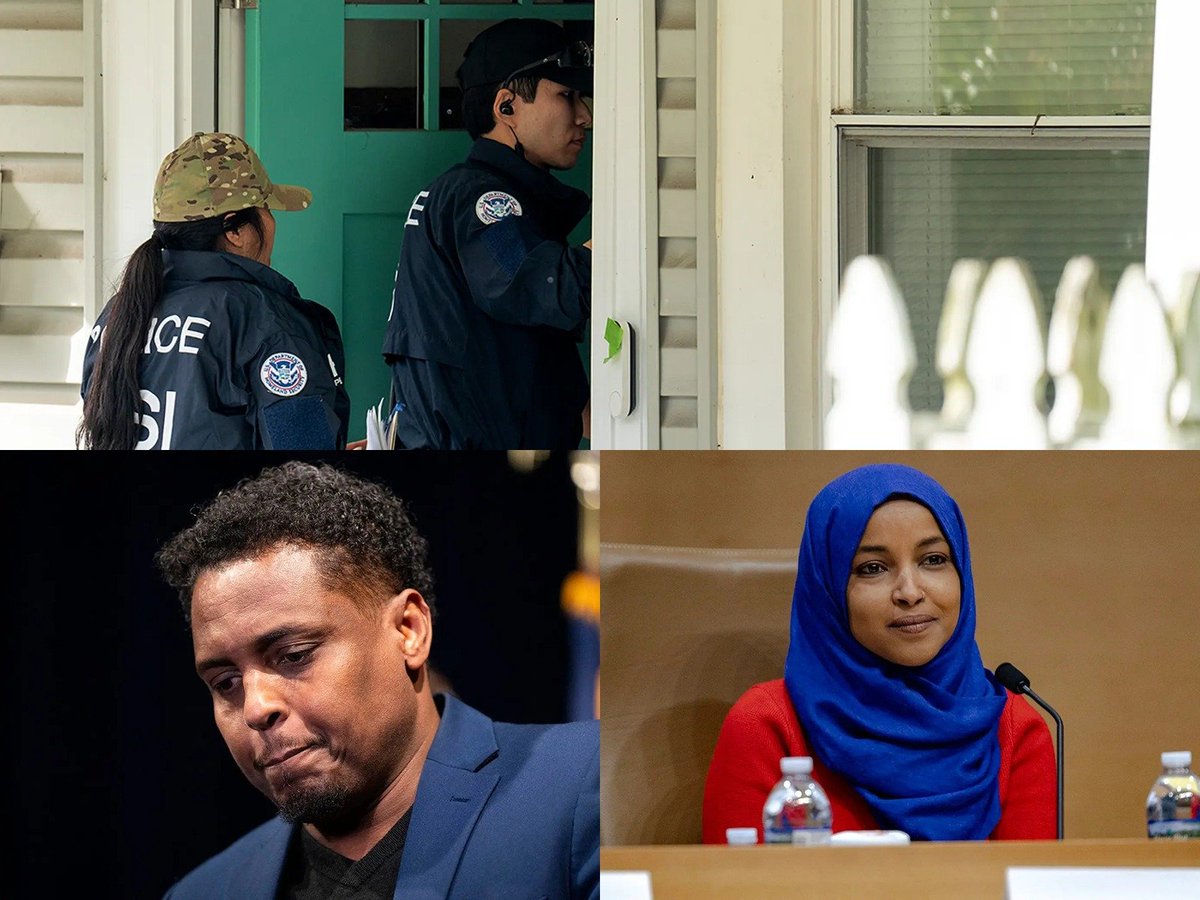 MarioNawfal's tweet photo. 🇺🇸🇸🇴 Federal agents searched ILHAN OMAR'S Washington home as part of a citizenship fraud investigation, and SOMALI AMERICANS in Minnesota are FURIOUS

Minneapolis councilman Jamal Osman accused Trump of TARGETING THE ENTIRE COMMUNITY, while the president insists he had nothing to do with the raid.

Trump and Omar have been feuding for years. Now the FBI-style drama has arrived at her front door, and neither side is exactly known for keeping things quiet.

Who's ready for the mud fight? 

Source: Fox News / Writer: Oliver