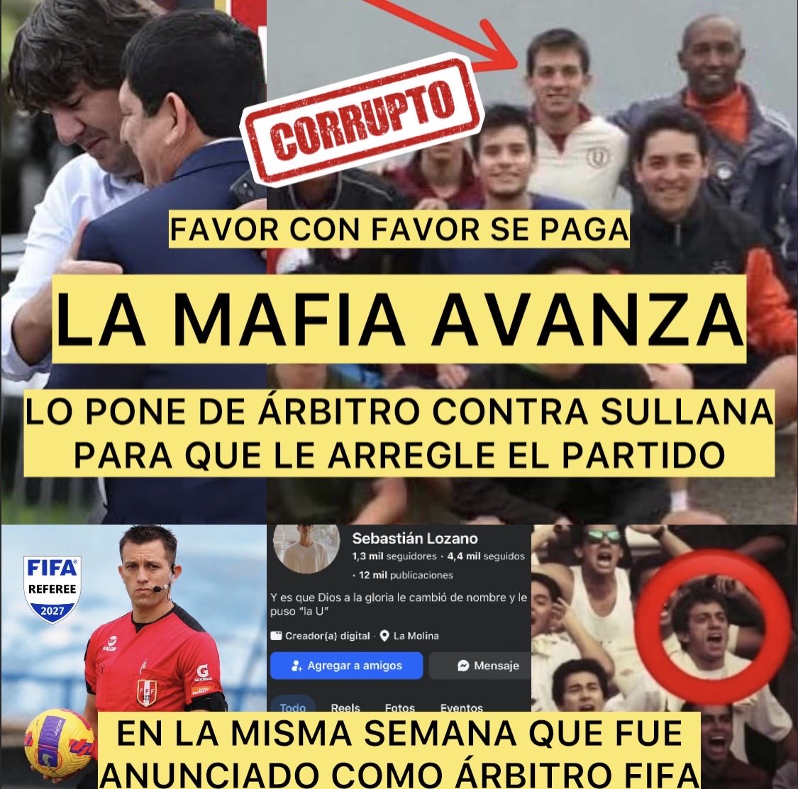 EltomiMiranda's tweet photo. 💣 CONFIRMADO: OTRO PARTIDO ARREGLADO EN LA LIGA YAPECHONGO

FERRARI Y LOZANO PREMIARON AL ÁRBITRO GAYINA SEBASTIÁN LOZANO CON LA INSIGNIA FIFA A CAMBIO DE SER SU TÍTERE

¿SU PRIMER PARTIDO TRAS RECIBIR LA INSIGNIA FIFA? ALIANZA SULLANA VS UNIVERSITARIO

⚠️🤡 NADA ES CASUALIDAD https://t.co/16HGsmUYNo