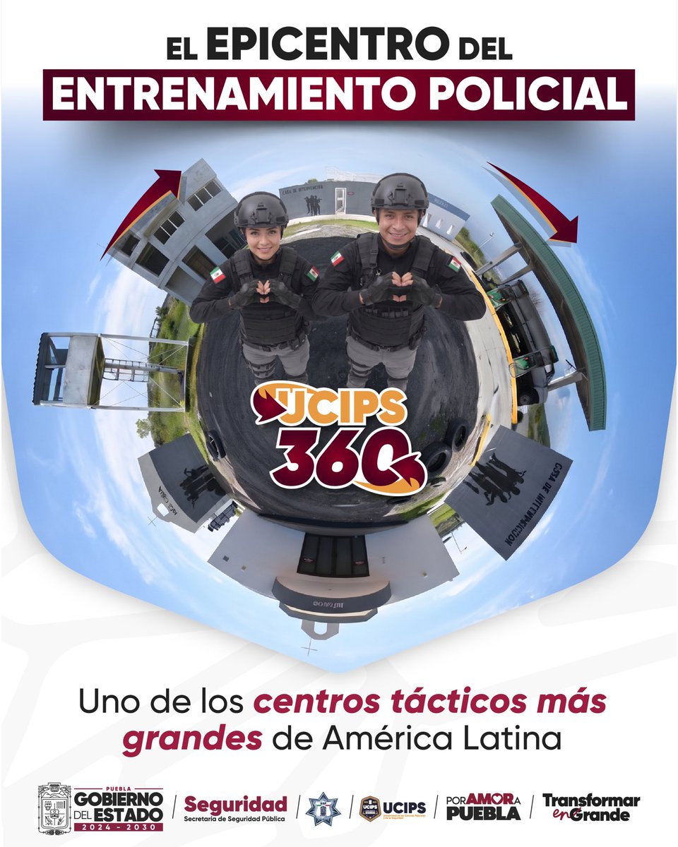 UCIPSPue's tweet photo. 🚔 La preparación de primer nivel es clave para nuestra tranquilidad | #UCIPS360 🔄 
Por eso, el @Gob_Puebla consolida a la UCIPS como el epicentro del entrenamiento policial con uno de los centros tácticos más grandes de América Latina. ¡Avanzamos con resultados #PorAmorAPuebla! https://t.co/GgueCI0wfW