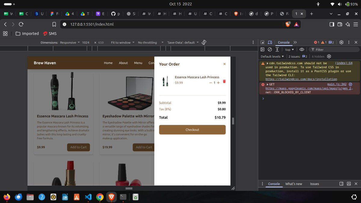 phil_builds's tweet photo. Day 99 of @blockfuselabs 200 Days of Code. Today I used fetch to collect data from a dummy JSON products API. I implementedto and e-commerce website and I amstill on it. 101 days to go.🔨#buildinpublic #tailwind #webdevelopment #200daysofcode #day99 https://t.co/tE50ehRIJM