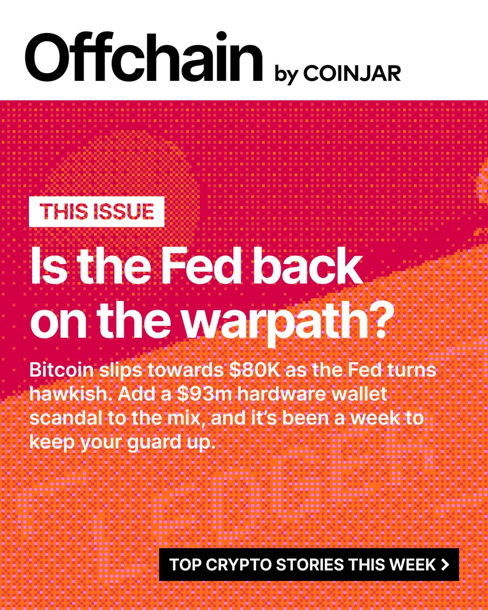 GetCoinJar's tweet photo. Bitcoin slips towards $80K as the Fed turns hawkish 

"Uptober" has hit its first speed bump. Fed minutes showed most officials think another rate hike is likely before the end of the year, and the 10-year Treasury yield hit its highest level since 2002. Bitcoin fell to a low of $80,329 on 8 October, and more than $1.1bn in leveraged positions were wiped out in 24 hours. 

Plus: how tampered hardware wallets sold through a third-party reseller led to estimated losses of more than $93m. 

If rates stay higher for longer, prices could stay under pressure, and leverage can magnify losses as quickly as gains. Here's what moved the market and what to watch next. 

https://t.co/pMDtQRawb2

This content is for information purposes only and does not constitute financial advice. CoinJar Europe Limited is authorised as a Crypto-Asset Service Provider under the Markets in Crypto-Assets Regulation (MiCAR) by the Central Bank of Ireland.