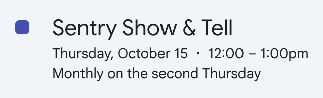 sentry's tweet photo. Every month, we do an internal Show &amp; Tell so developers can share recent wins and things they're working on

Here's a sampler of some raw uncut musings across Sentry rn 🧵 https://t.co/4YMmtaYd0V