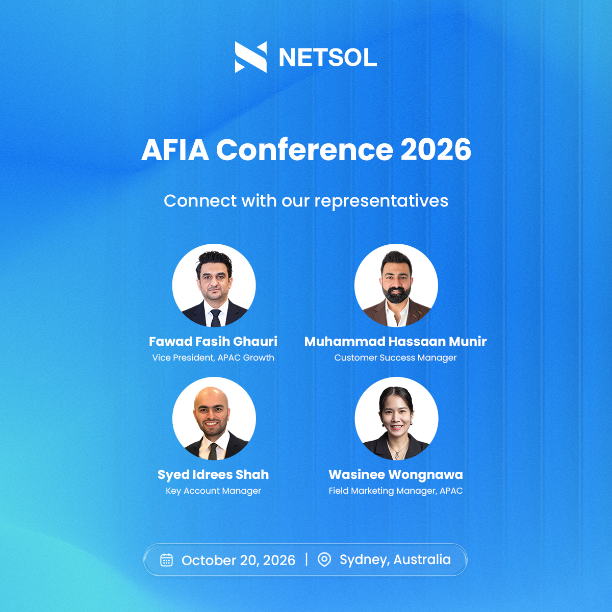 NETSOLTech's tweet photo. Trust is shifting and so is the technology built to earn it.

Next week, our representatives from NETSOL Australia will be at the Australian Finance Industry Association (AFIA) Conference 2026, taking place on Tuesday, October 20, at Capella Sydney. 

Now in its 30th year, this edition's theme 'Trust in transition' looks at what happens to trust in financial services when the rules, technologies and customer expectations around it are all moving faster than the industry can keep pace with. 

It’s a conversation we've been having with lenders across Australia. Visit our booth to explore Transcend Finance, our proven AI-enabled, API-first platform built to help lenders adapt with confidence as the ground keeps shifting beneath the industry.

Complete our survey and enter to win an AUD 1,000 gift card:
https://t.co/wBbYP4NV9X

#netsoltech #netsolaustralia #assetfinance #leasing #futureproofing #technology #transcendfinance #transcendplatform #trustintransition #afia2026 #exhibitor #sydney