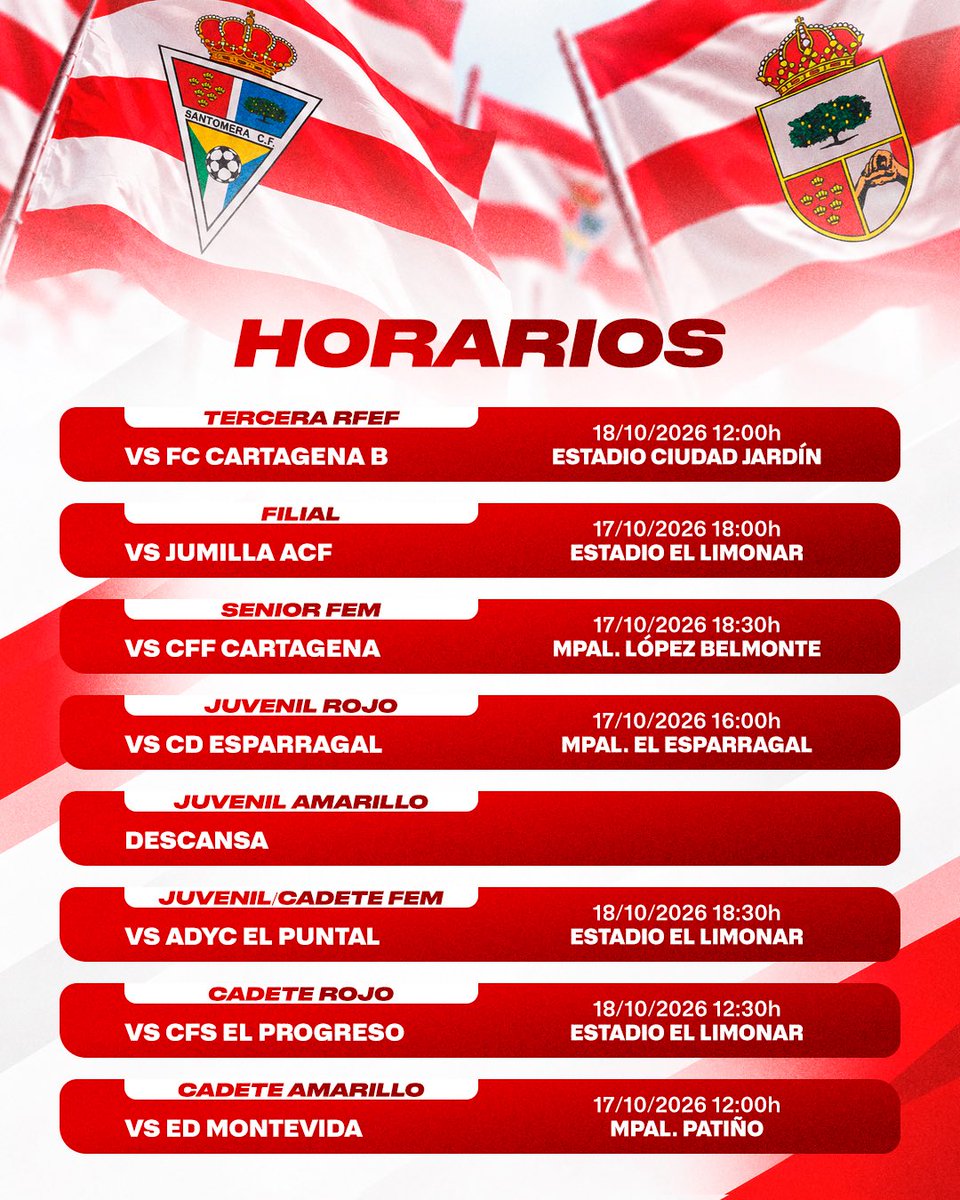 CFSantomera1's tweet photo. ⚽ ¡Nos espera otra gran 𝐣𝐨𝐫𝐧𝐚𝐝𝐚 𝐝𝐞 𝐟𝐮́𝐭𝐛𝐨𝐥! https://t.co/D51Mogv0lA
