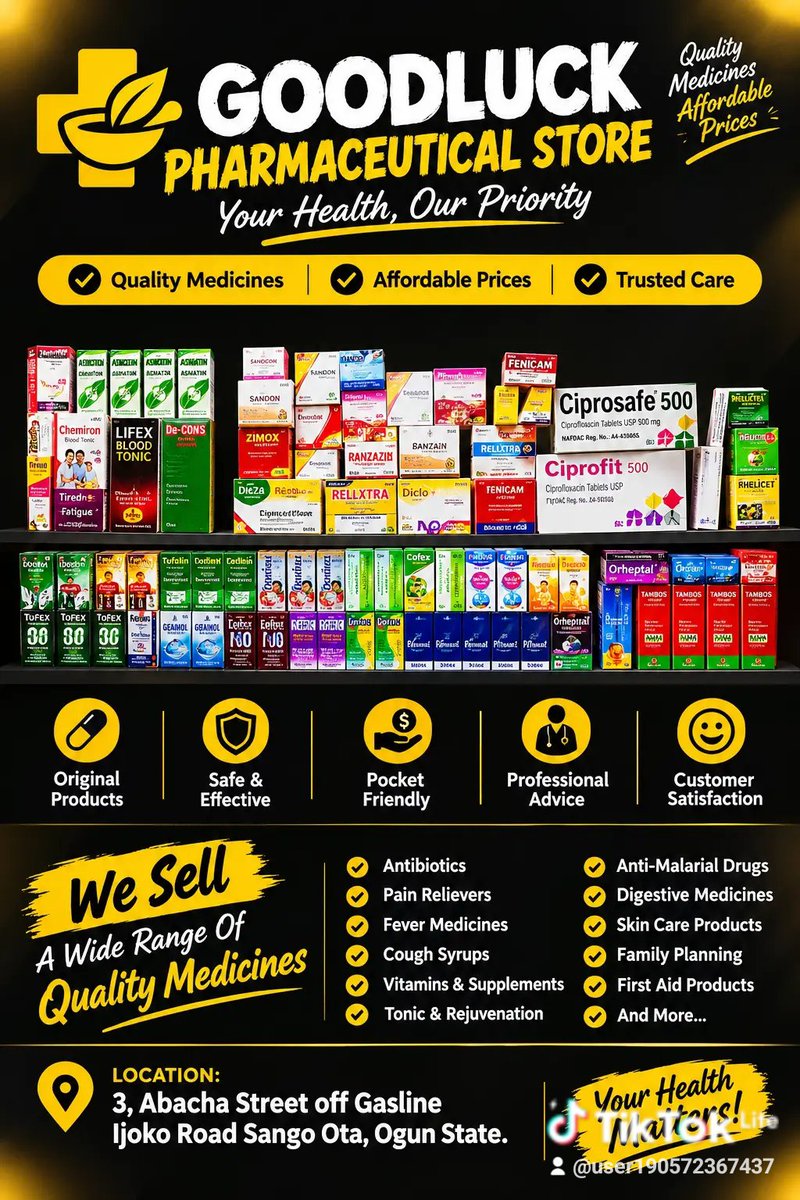 SobankeAdewv8i's tweet photo. I created this for #goodluckpharmacy🫡🫡😘
U need a flyer like this to advertise ur goods. DM me guys❤️❤️💯🫡🥰 https://t.co/pcU6cpfJoj