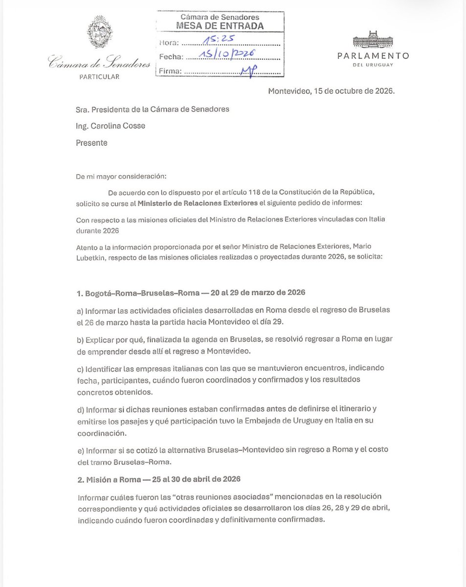 rodrigoblas_'s tweet photo. He solicitado al canciller @MinLubetkinUy  una ampliación de sus respuestas sobre los ya famosos viajes a Roma, dado que la información recibida es por demás escueta y deja más dudas que certezas.

Esperamos una pronta respuesta. La transparencia en el uso de los recursos públicos no debería necesitar tanta insistencia 
@Herrerismo @PNACIONAL
