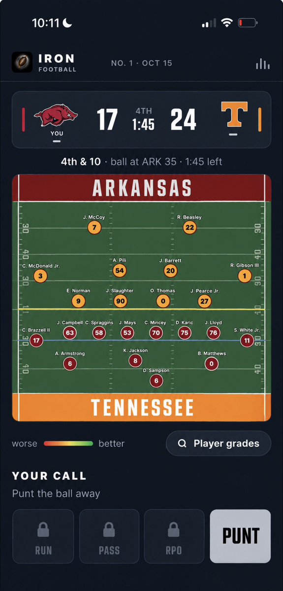 HogDavos's tweet photo. @TwoMinuteDrill0 I think the game is broken, why is the only option punt? https://t.co/3BJosabNYN