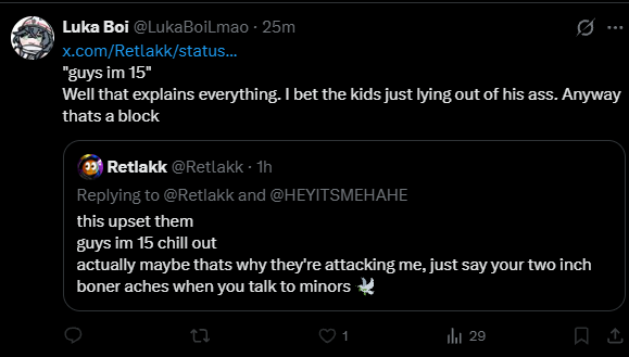 Archimeddees's tweet photo. @HEYITSMEHAHE This made me giggle
Especially since the next message in the thread is me citing the Canadian government website on Child Pornography, which loli, shota, and drawn sexual material of underage characters is directly targeted in two lines of text. https://t.co/zZIXm30rNI