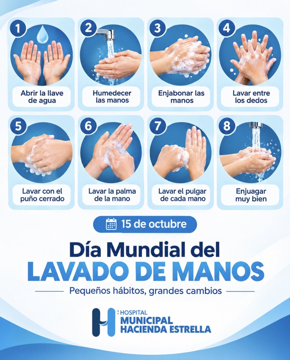 hmhe_rd's tweet photo. 🧼 ¡Cómo lavarte las manos correctamente! 

Este 15 de octubre, conmemoramos el Día Mundial del Lavado de Manos.

🫧 Lavarse las manos correctamente es un hábito sencillo que marca la diferencia y ayuda a prevenir enfermedades.

#DíaMundialDelLavadoDeManos #HigieneDeManos https://t.co/IVjMD29mtV