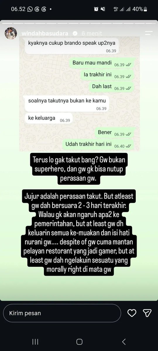 LambeSahamjja's tweet photo. Noo, bang windah telah dibungkam
Bang windah sepertinya udah di warning ama keluarga nya, terimakasih bg windah udah speakup https://t.co/f0FPGp48tK