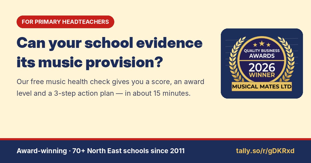 musicalmates's tweet photo. Since September, Ofsted looks at every school's enrichment offer.

Can your school evidence its music provision?

Our free music health check takes about 15 minutes, and every school gets a School Award certificate 🏆 https://t.co/BSnqWNG7ET

#PrimaryMusic #Ofsted https://t.co/lzyhKsoySA