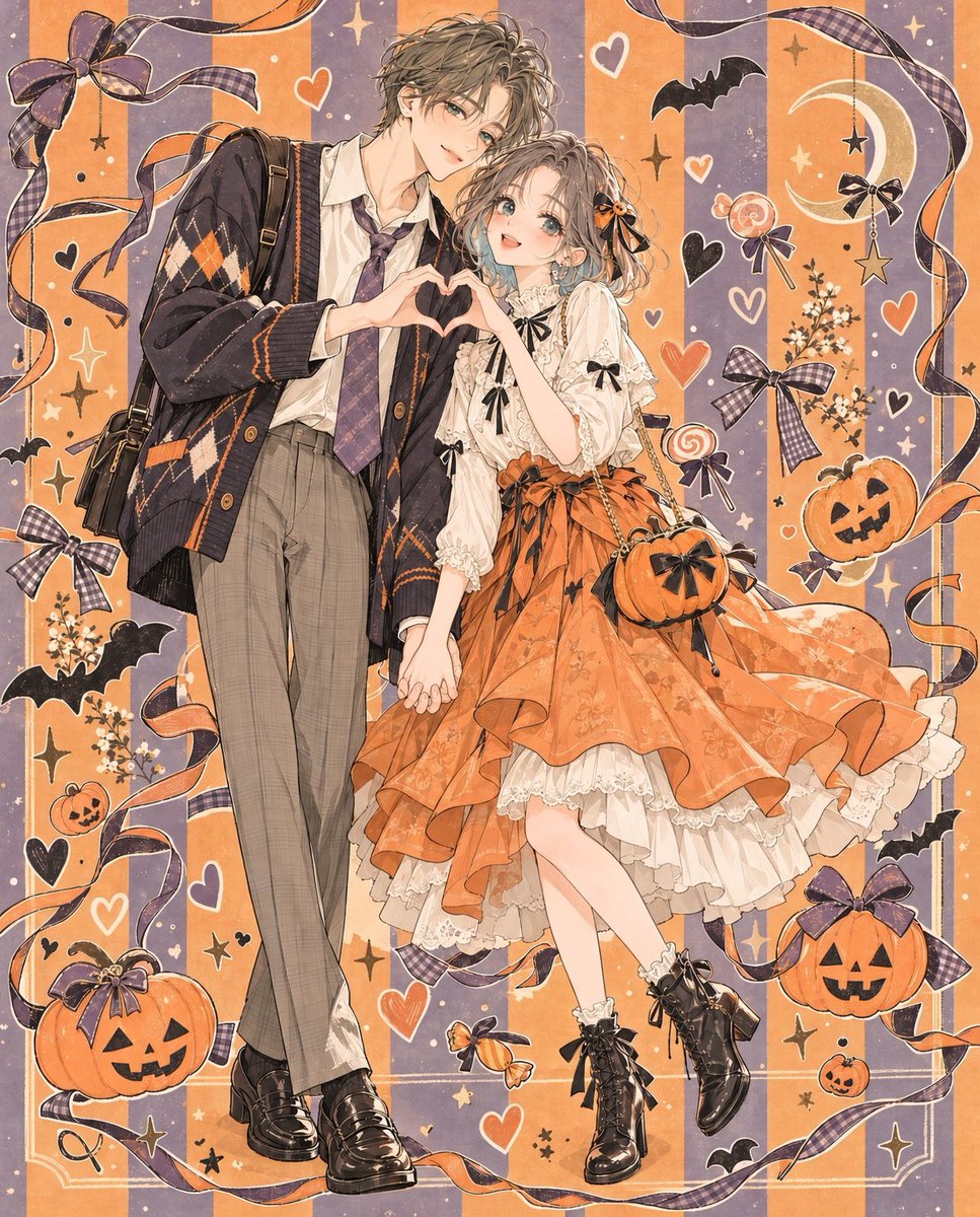 lux_ra1's tweet photo. ひたちゃん(@ruriiro_nebula )からお祝いでハロウィンイラストもらっちゃったんだ〜🎃💜(へへ、貴重なひた'sぴくさい絵……)

紫×オレンジってめっちゃかわいい！！ひたちゃんありがとう꒰՞ ܸ. . ܸ՞꒱♡ https://t.co/2pzMp2wF4b