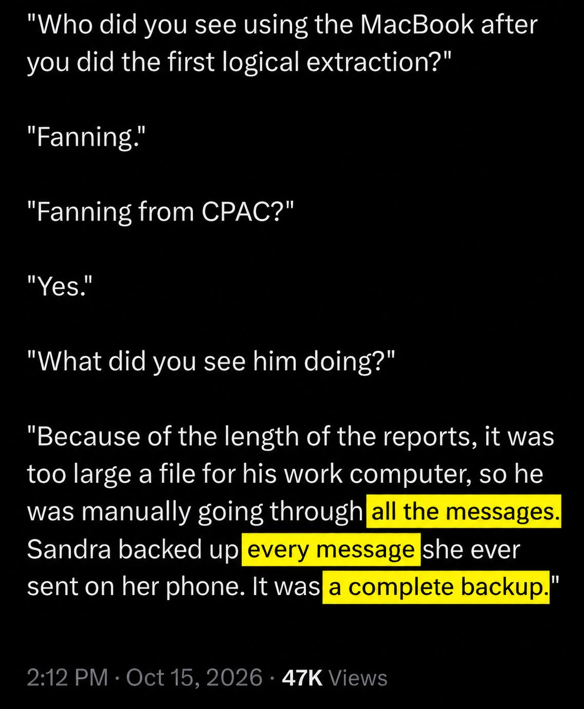 jukeboxgrad on X: "Fanning, 8/16/21: "Sandra's laptop gave me access to ...