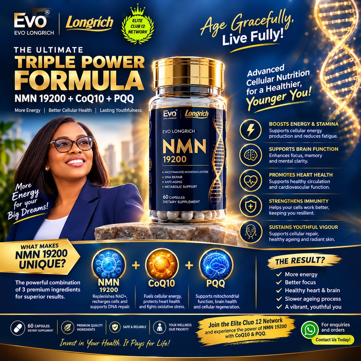 akewoauthe's tweet photo. 🔥 THE TRIPLE-POWER FORMULA: NMN 19200 + CoQ10 + PQQ! 🔥
✨ What if your daily wellness routine could do more than simply help you get through the day?
#EliteClub12Network #EC12N90DayChallenge #EvoLongrich #NMN19200 #CoQ10 #PQQ #CellularHealth #HealthyAgeing #WellnessForLife https://t.co/mZSjDDWfEx