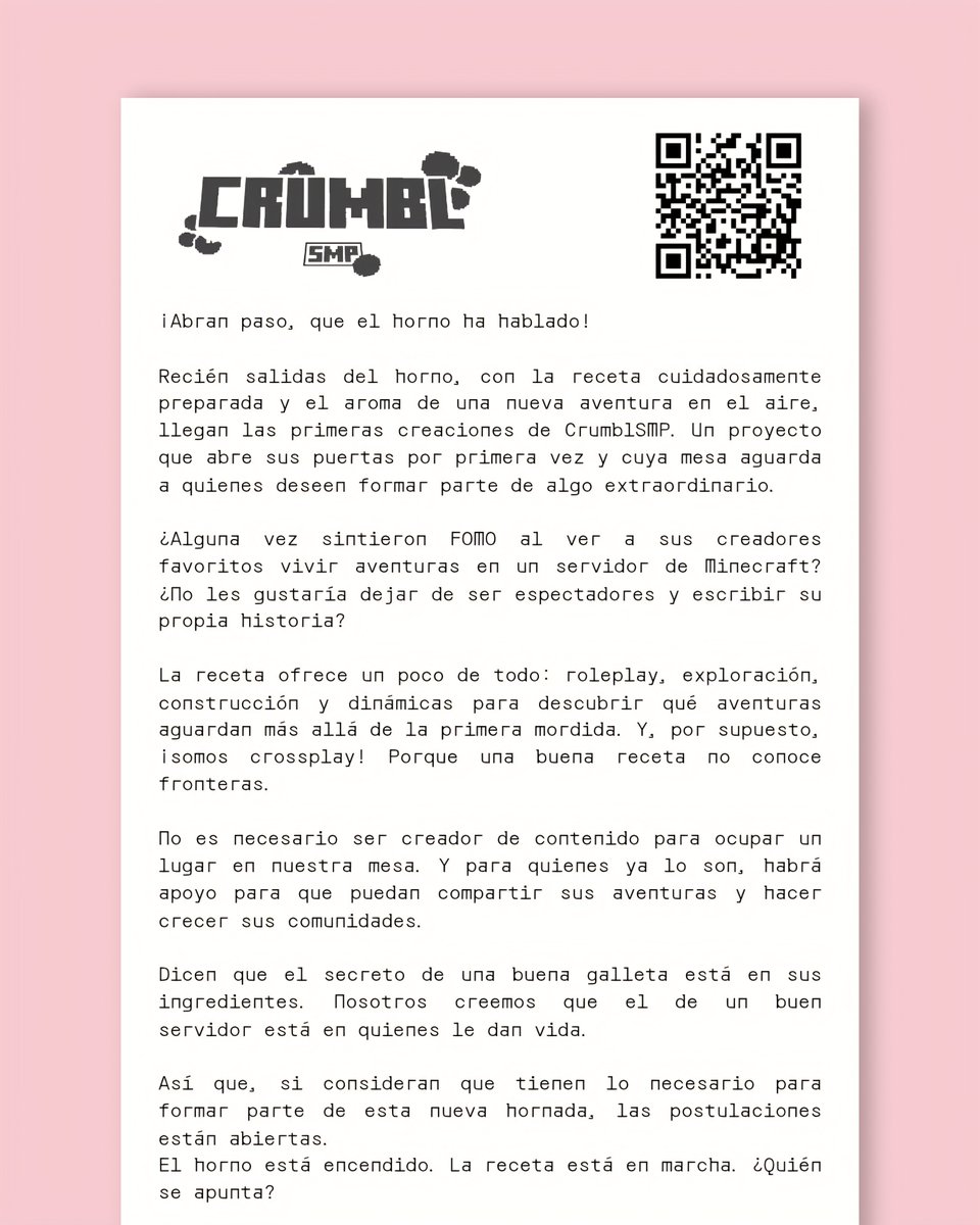 CrumblSMP's tweet photo. 🍪 ! ! ! Postulate aqui 

https://t.co/tC6mCydFN4

[ Postulaciones abiertas hasta el 17 de octubre ] https://t.co/FGJDG12mUY