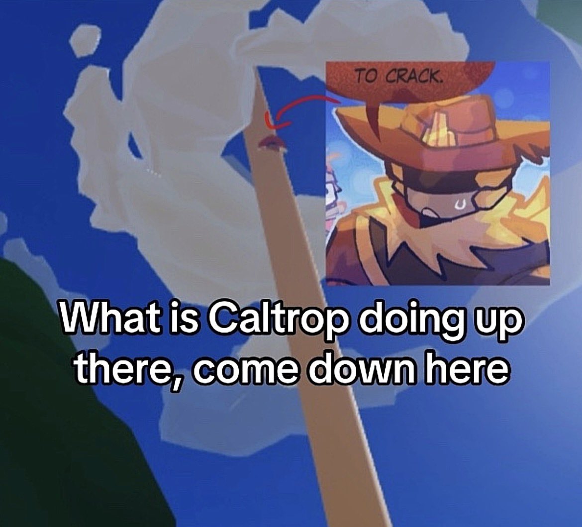 ScytheFangSys's tweet photo. Heyy come back down here lil fella… 

When on a search for the teased Redclif Beans, my partner managed to spot CALTROP ALLLL THE WAY UP THERE!!! 

I have such a strong fixation on the Wranglers, I’m vibrating with joy I love them so fucking much it hurts PLEASE. 

#phighting https://t.co/GPH4UXEOog