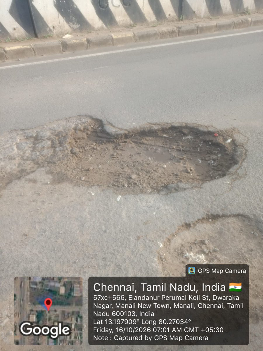 Kamalllllll's tweet photo. Kindly do immediately concrete patch on this road  

Loc : zone 2 div 16 Manali new town High road elanthanur 

@chennaicorp @BussyAnand @RameshOffcl @arappo https://t.co/NeqSO99QPK