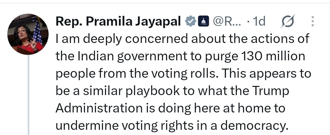 RShivshankar's tweet photo. U.S. Representative Pramila Jayapal more interested in protecting rights of Indians in India than their rights in America. 
NOT A WORD ON X ON THE WHITE SUPREMACIST WHO NEARLY SLAUGHTERED HUNDREDS OF HINDUS OF INDIAN ORIGIN IN CHICAGO. https://t.co/dYrCffEPMh