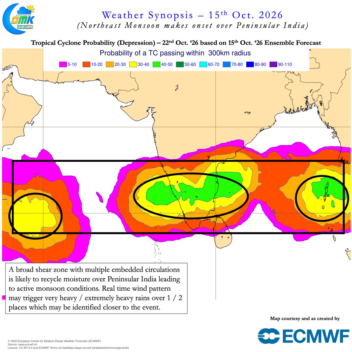 ChennaiRains's tweet photo. IMD announced the onset of Northeast Monsoon yesterday as widespread rains continued over many parts of Tamil Nadu. While coastal areas like Chennai may feel aggrieved missing on the onset rains the next week to 10 days promises an active phase of NEM 2026. While currently winds may not favour coastal areas there is a chance real time wind convergence may trigger isolated heavy spells like yesterday over a few places along North Coastal TN. https://t.co/ztadipELUu