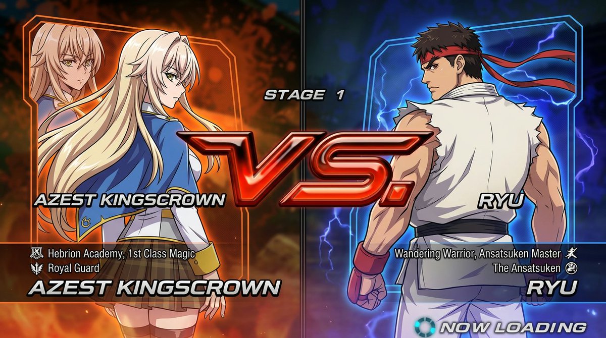 StormNinja26564's tweet photo. Azest Kingscrown from A Returner's Magic Should Be Special vs Ryu From Street Fighter and Don't Forget to Vote for One of Them to win the Tournament #帰還者 #returnersmagic #streetfighter #crossover https://t.co/dlvJ6bf9bW