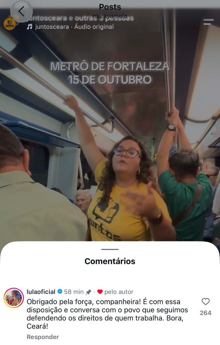 marayamelo's tweet photo. chego 
digo que tenho críticas ao governo lula mas to todo dia na rua fazendo campanha pra eleger o homem viralizo nas redes e o presidente comenta no vídeo 
saio https://t.co/89BtRkAeVI