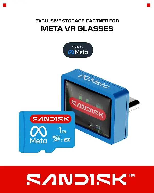 bldweb's tweet photo. Sandisk annonce des produits de stockage "Made For Meta" pour Quest et VR Glasses. 🕶️ https://t.co/twQ8nKy3F7