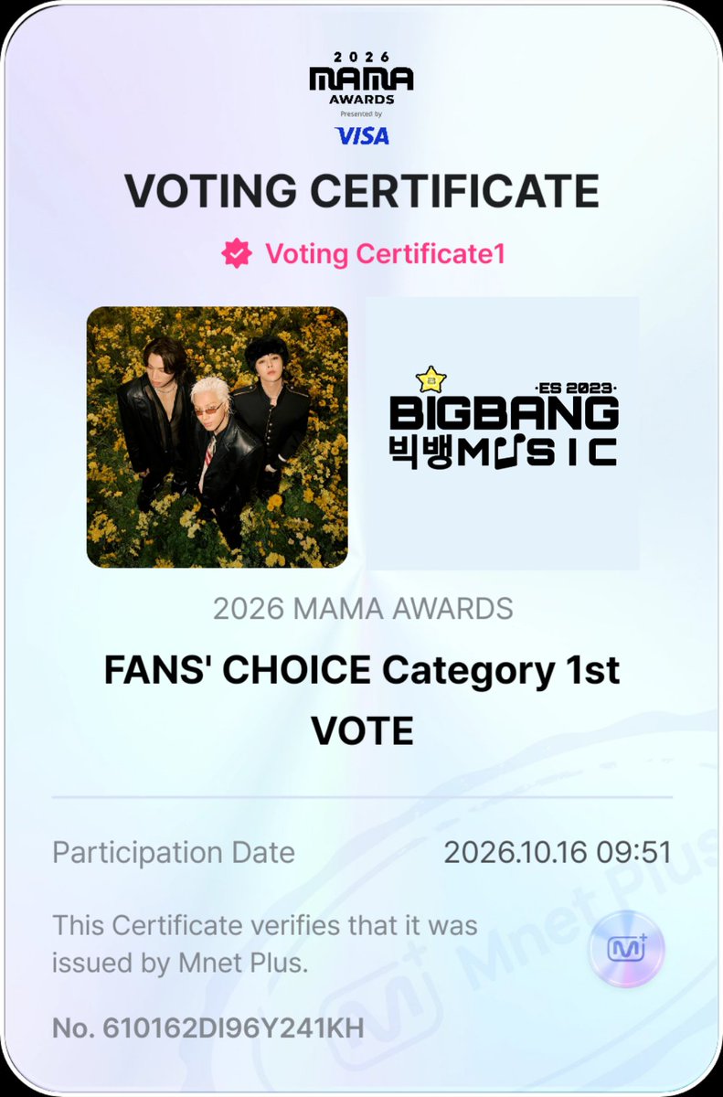 BIGBANGMusic_'s tweet photo. 📢GLOBAL VIP

Don't forget to drop your votes to #BIGBANG today on MnetPlus app for #2026MAMAVOTE ✨ https://t.co/6SL82snKTa