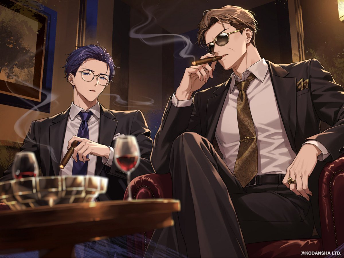 hundrednote100's tweet photo. もしも裏社会の住人だったら…
  
イタリアンマフィアの2人が
神妙な面持ちで話しています…  

さて、どんな会話をしていると思いますか？  

① 権兵衛がハッキングのコツを語っている
② サカキが昔の武勇伝を語っている
③ ミス＆テリーの可愛さについて語り合っている🐱  

ぜひリプライで教えてね💭

#紫陽花権兵衛 #ミスターサカキ
イラスト：なきぢ（@nakididididi）
