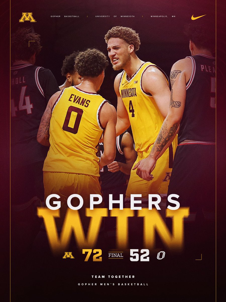 GopherMBB's tweet photo. Got it done 〽️   

Gophers defeat Omaha in an Exhibition Win 💪   

#TeamTogether https://t.co/AUXnsEjdKH