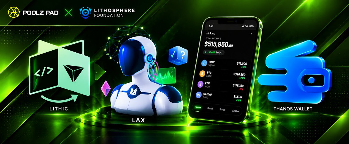 PoolzPad's tweet photo. What happens when AI agents start making their own transactions? Who pays the fees?

@LITHOFoundation is building the infrastructure for this future, allowing AI agents to operate securely onchain, while $LITHO powers transactions, staking, and network security.

And it's all part of one connected ecosystem, bringing Thanos Wallet, Ignite DEX and Quantts AI together on one chain.

Want to be part of the Web4 future? $LITHO is now available at a discount in the public sale on Poolz Pad: 
👉 https://t.co/Y80v4h1p6t