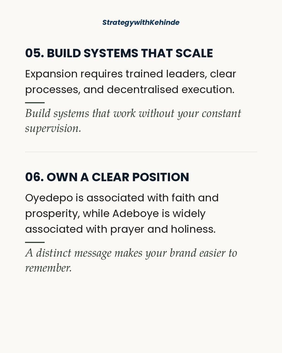 Kennie02831462's tweet photo. . Swipe through to learn 10 strategic growth lessons from Pastor Adeboye and Bishop Oyedepo. 

​#businessgrowth #scalingstrategies #BishopOyedepo #PastorEnochAdeboye #operationalefficiency brandpositioning growthstrategy leadershipdevelopment systemsoverhustle businesss https://t.co/IGnmkwVsp1