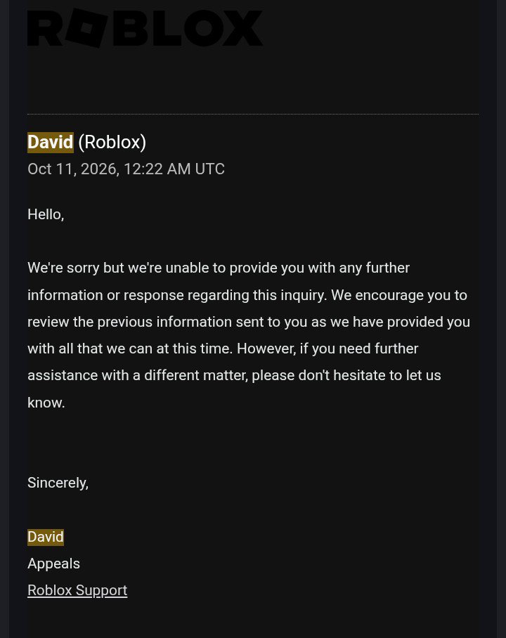AzazelMistake's tweet photo. Roblox account, Azazel2z, I was terminated for allegedly being linked to accounts I've never owned or used. 

My appeal was denied, and support keeps directing me to a page I can no longer appeal on.

I've lost my acc worth 25k+ usd

@Roblox Please atleast give me a fair review. https://t.co/mtQdhnVVVJ