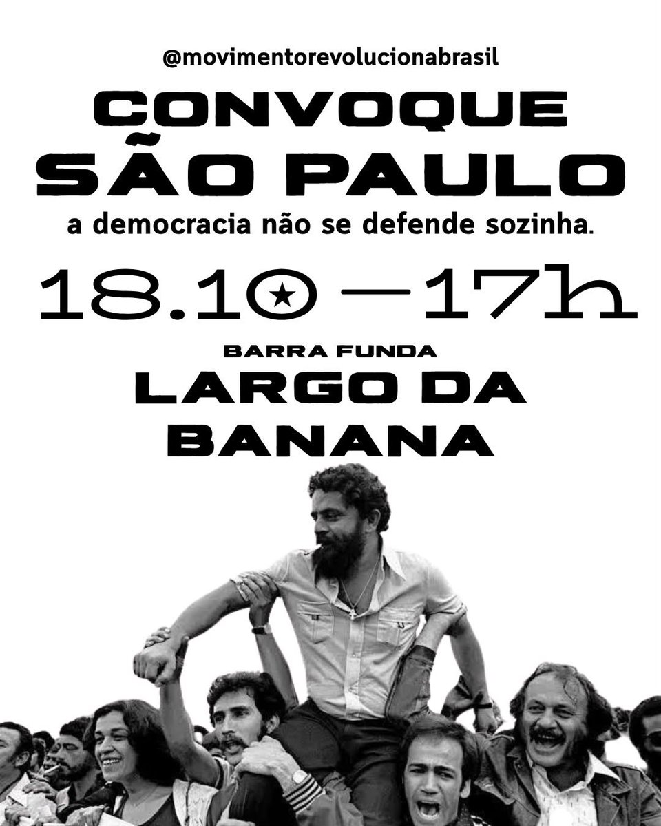 mrevolucionaBR's tweet photo. Pessoal, sabemos que muitos de vocês estão desconfiados sem saber se podem ou não confiar em nós, mas gostaríamos de ressaltar sobre coisas importantes aqui! 
No dia 18/10 terá um movimento as 17h no Largo da Banana em Barra Funda.

Esperamos todos vocês lá, para lutar pela democracia do nosso país, não iremos parar, não irão nos calar!

Vamos virar! ⭐️❤️