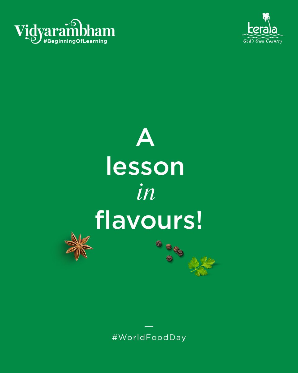 KeralaTourism's tweet photo. A Malayalam lesson that leaves you hungry for more!
#WorldFoodDay #Malayalam #Vidyarambham #BeginningOfLearning #FestivalOfLearning #FestivalsOfKerala #KeralaTourism https://t.co/KzSI2uKkW8