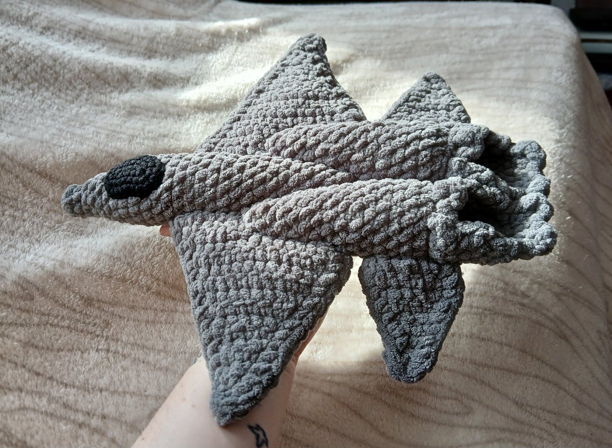 frannercakes's tweet photo. Definitely one of the more interesting things I've crocheted. Who doesn't like a plushie jet? 
https://t.co/6rSsvtqQWG https://t.co/yy1Ofp17fk