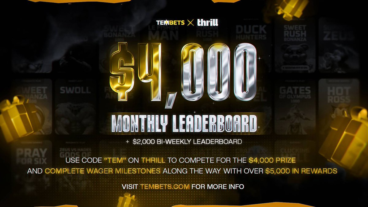 tembetss's tweet photo. 🏆Don't MISS The NEW $2,000 BI-WEEKLY LEADERBOARD!

Our BIGGEST leaderboard to DATE is now LIVE!
Don't miss out: https://t.co/Hed9Fr22Nu 👀
Sign Up Here: https://t.co/rMGhmj8hT8

🎁$50 GIVEAWAY To Random RETWEET!
🎁Drop your Thrill ID Below! https://t.co/xJ0pq3c7N7