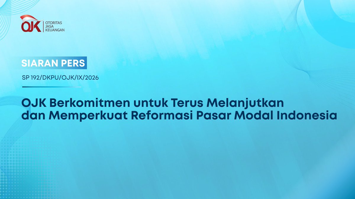 ojkindonesia's tweet photo. #SiaranPersOJK 
Otoritas Jasa Keuangan (OJK) mencermati pengumuman yang dirilis oleh lembaga penyedia indeks global MSCI Inc. pada tanggal 15 Oktober 2026, di mana MSCI menyatakan akan memulai periode konsultasi atas proposal reklasifikasi status Indonesia.

Dalam pengumuman tersebut, MSCI kembali menyampaikan acknowledgement atas
pelaksanaan inisiatif-inisiatif reformasi pasar modal Indonesia yang telah berjalan, termasuk publikasi kepemilikan saham di atas 1%, peningkatan granularitas klasifikasi investor, pengumuman High Shareholding Concentration (MSC), dan kebijakan baru mengenai kenaikan batas minimum free float.

Ketua Dewan Komisioner OJK Friderica Widyasari Dewi menyampaikan bahwa OJK
menghormati view dari MSCI dan terus melakukan pembenahan dan tindak lanjut atas berbagai masukan yang diberikan. 

OJK juga mencermati dan memberikan perhatian serius terhadap penilaian MSCI mengenai area-area yang masih memerlukan penyempurnaan ke depan. 

OJK menghormati independensi lembaga-lembaga penyedia indeks global, termasuk MSCI, serta menghargai setiap masukan yang diberikan oleh seluruh pemangku kepentingan.

Kepala Eksekutif Pengawas Pasar Modal, Keuangan Derivatif, dan Bursa Karbon OJK Hasan Fawzi menyampaikan bahwa masukan yang disampaikan MSCI dalam pengumuman ini juga sejalan dengan Rencana Aksi Percepatan Reformasi Integritas Pasar Modal Indonesia, termasuk dalam aspek penegakan hukum yang dilakukan secara konsisten dan berkelanjutan.

Ke depan, OJK bersama SRO terus melanjutkan engagement yang konstruktif dengan lembaga-lembaga penyedia indeks maupun investor institusi global.

Engagement yang berkesinambungan tersebut dilakukan untuk memastikan bahwa otoritas Indonesia dapat mengkomunikasikan progress terkini reformasi pasar
modal Indonesia, serta memperoleh masukan dan rekomendasi kebijakan untuk penyempurnaan yang berkelanjutan.

Selengkapnya cek #SiaranPersOJK pada tautan berikut👉🏻 https://t.co/ljcuSR6Qnr