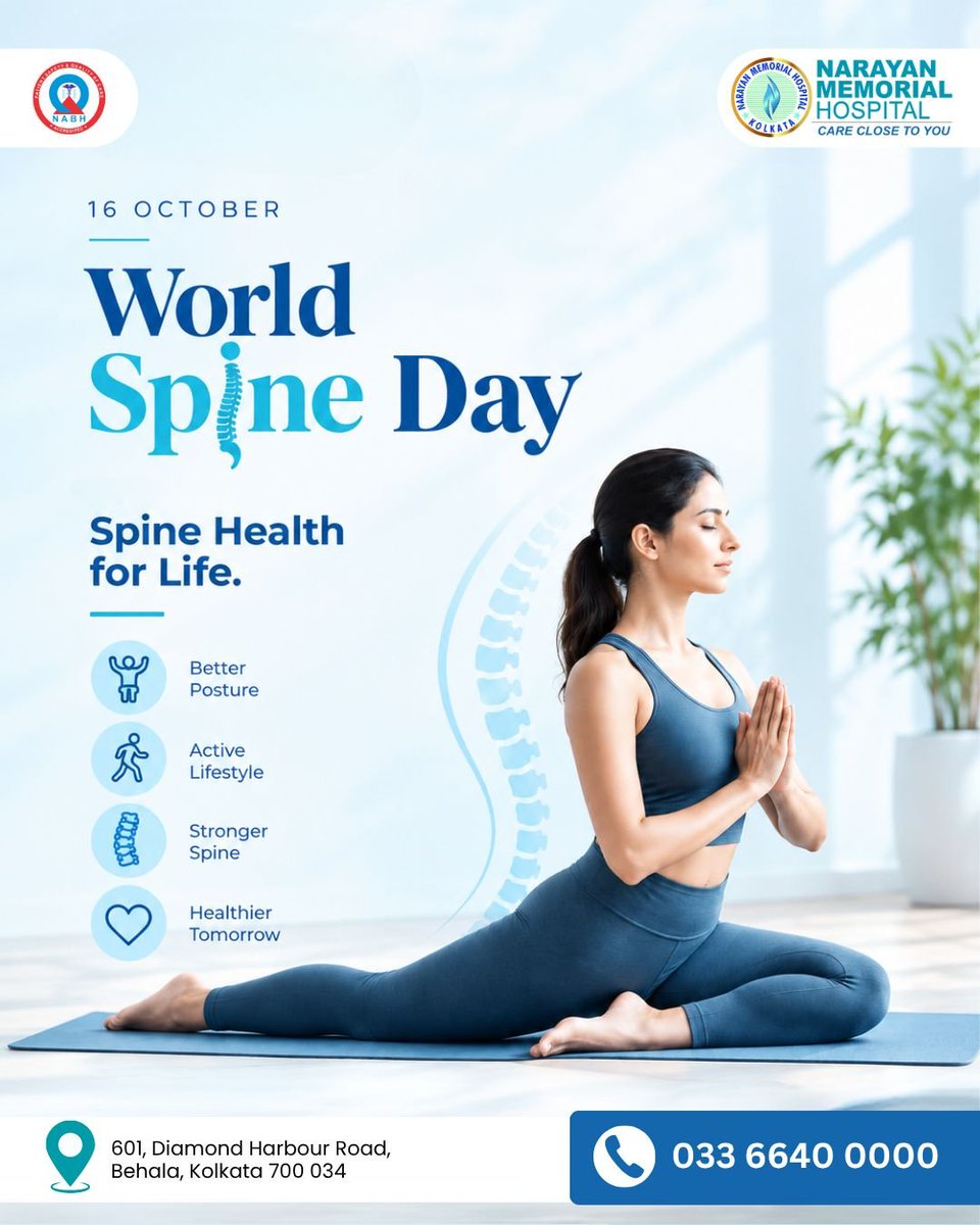 nmh_kolkata's tweet photo. A healthy spine is the foundation of an active and fulfilling life. 

This World Spine Day, let’s prioritise spinal health through better posture, regular physical activity and everyday habits that support strength, flexibility and long-term well-being. https://t.co/y675QBQuAZ