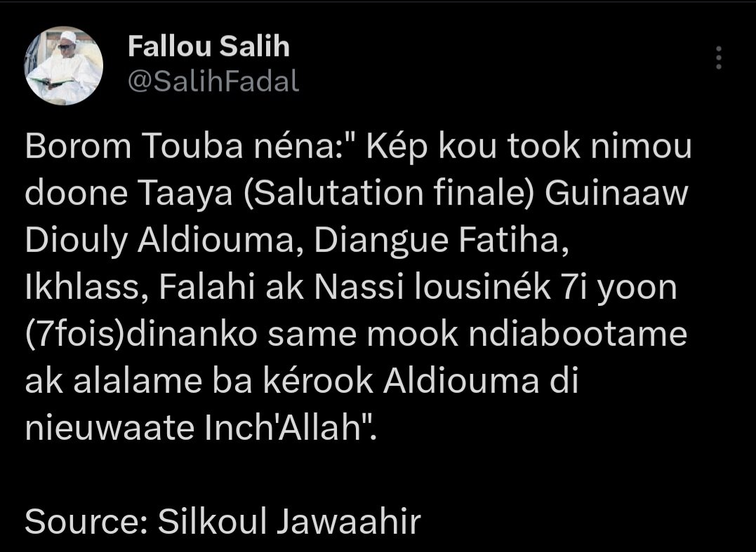 SalihFadal's tweet photo. Louma fonkou guinaaw diouly aldiouma🙏 https://t.co/bCXiQ2iJOJ