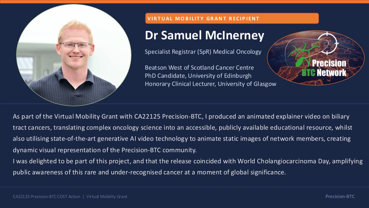 PrecisionBTCnet's tweet photo. 🎥 Turning cancer research into accessible science!
Meet Dr. Samuel McInerney, Specialist Registrar in Medical Oncology at Beatson West of Scotland Cancer Centre, PhD candidate at the University of Edinburgh, and Honorary Clinical Lecturer at the University of Glasgow. https://t.co/qU9r34lOeN
