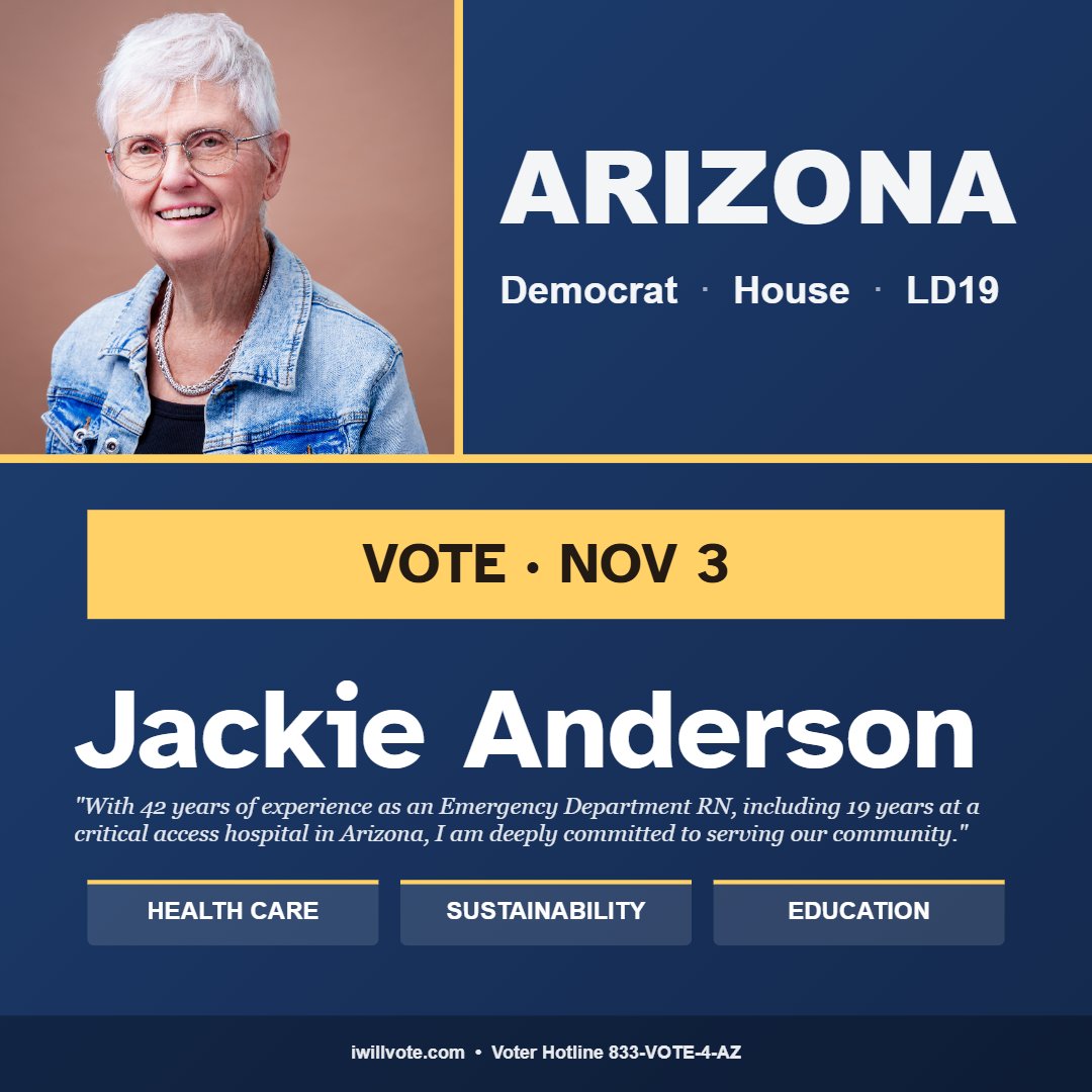 AZCoalitionLLC's tweet photo. LD-19's Democratic candidates aren't outsiders.

Aiden Swallow: 20 years Army Intelligence.
Jackie Anderson: 42 years ER nurse, here since 1995.
Bob Karp: Decades in aerospace, tech, and real estate; here since 2005.

They know this district because they live here. https://t.co/ZScbRmwtbg