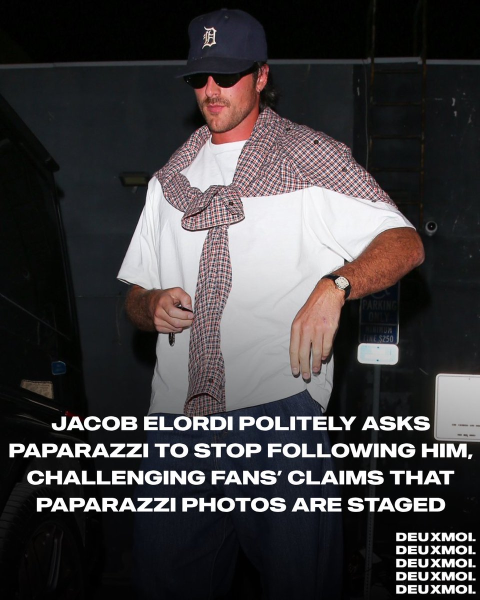 deuxmoiworld's tweet photo. In audio exclusively obtained by Deuxmoi, Jacob Elordi can be heard politely asking paparazzi to stop following him and leave him alone. For fans who assume every celebrity paparazzi sighting is staged, this offers another perspective. https://t.co/ANALnNPHZe