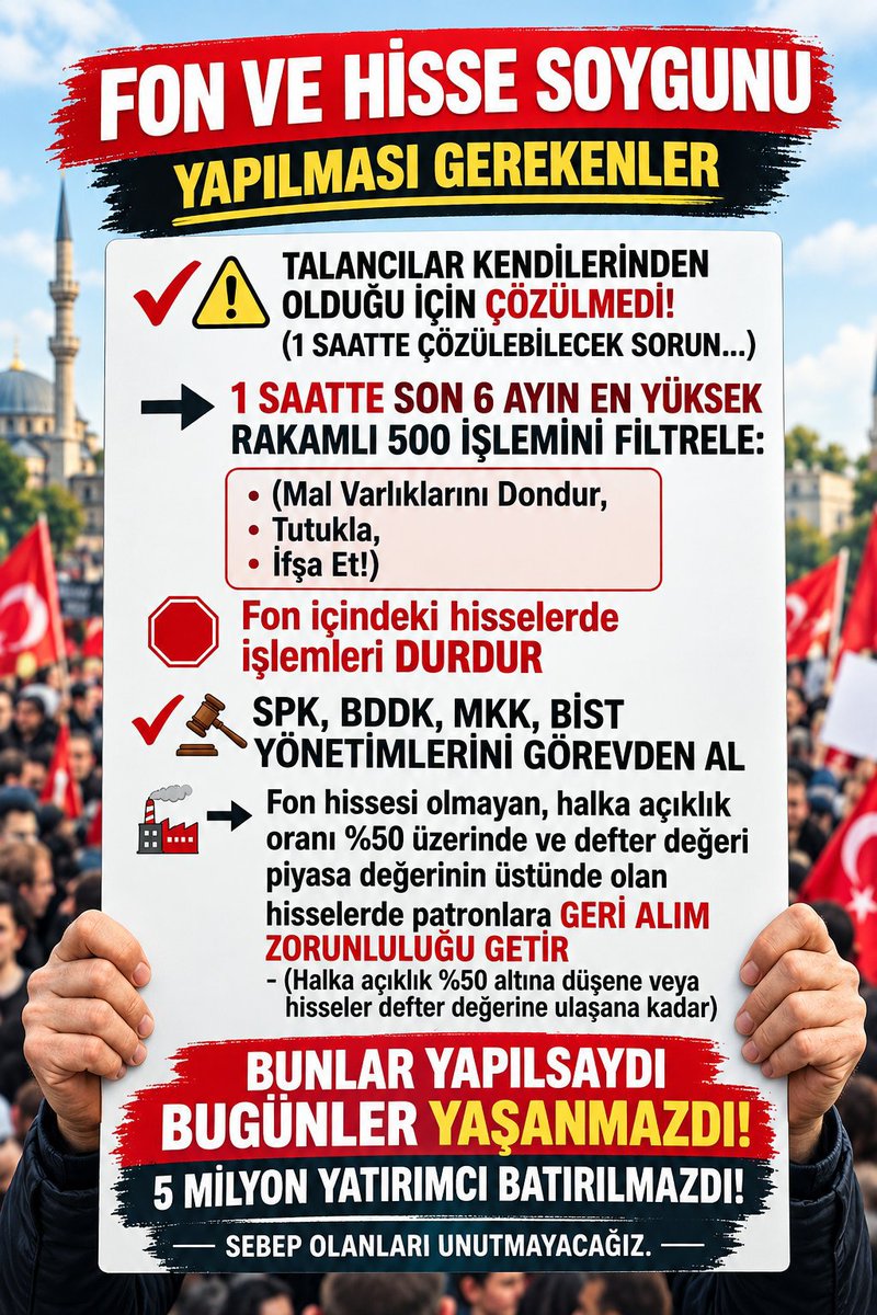 piyasadefteri's tweet photo. #MSCI diyor ki seni gelişmekte olan ülkeler piyasasından atarım, yanlış yapıyorsun!
5 milyon yatırımcı 25 gündür zarar ettiriliyor, sorumlular koltuklarında maaşlarını almaya devam ediyorlar

#hissemağdurları #bist100 #borsa #battık 

Gözünüzü toprak doyursun der di eskiler https://t.co/k7vbJnGXAI