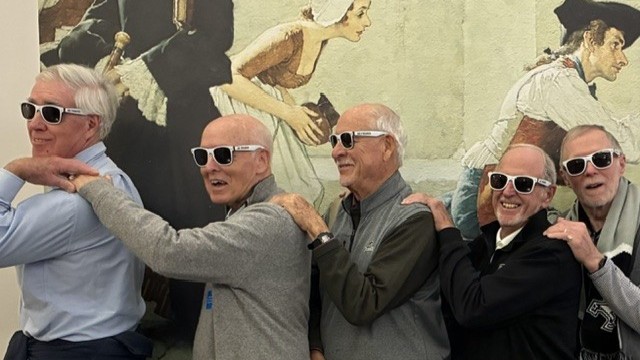 PC_Alumni's tweet photo. Mini reunion alert! Five classmates from the Class of 1968 headed to the Berkshires for fall foliage and four days of connection — bringing their PC sunglasses and class rings to show off. 😎

Have a life update to share? Submit a class note: https://t.co/OuHgKSqfHs https://t.co/yczTUWRq9w