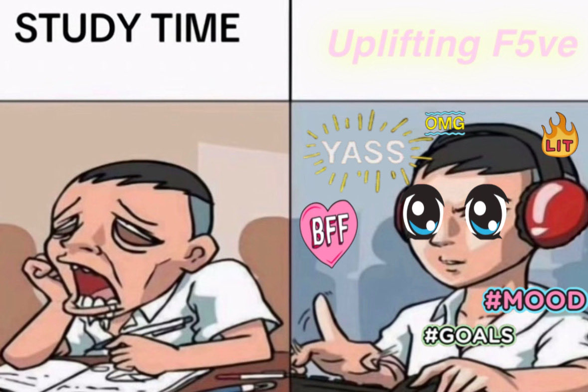 Lov3F5ve's tweet photo. The grind NEVER stops 😛🩷💛🩵 https://t.co/KZjEQG49G8