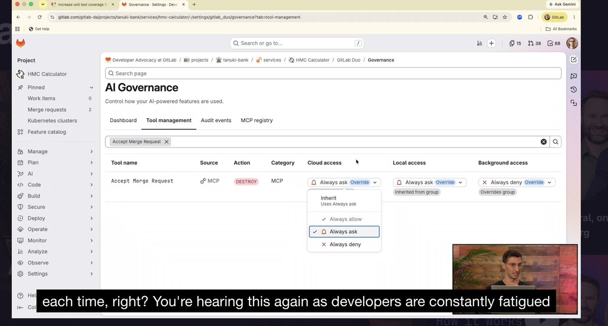 ffmpeglab's tweet photo. @gitlab do we even need those screens anymore then? why don't you just plug the @Google meet notetaker directly into the description of a new branch? btw i would have not noticed myself but that is approval for delete action. https://t.co/G8rvwvNqi1