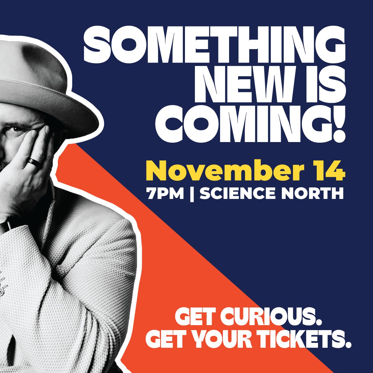 ScienceNorth's tweet photo. Live from Science North… It’s CURIOSITY AFTER DARK!
 
We’ve been working hard behind the scenes to bring you a brand-new adults-only event series at Science North. Did you guess what our first theme was going to be? Well, we have something up our sleeve. Our first special guest is...
 
Drumroll please...🥁🥁🥁
 
THE ILLUSIONIST, Ryan McFarling - magician, mentalist and trickster. 🪄 Our very first Curiosity After Dark experience will take you into a world where the impossible takes centre stage, then pull back the curtain to explore what’s behind the magic. And who knows? You might even pick up a new party trick or two.

Experience Ryan McFarling’s live illusion and mentalism show. Including Bluecoat demonstrations, audience interaction, and a behind-the-scenes conversation with Ryan about the tricks and techniques behind his craft. Grab a drink, play along with the show, then explore Science North after dark.
 
📍Science North
Saturday, November 14 | 7–10pm | 19+
 
GET CURIOUS. GET YOUR TICKETS.
https://t.co/lNXzRsqnoZ