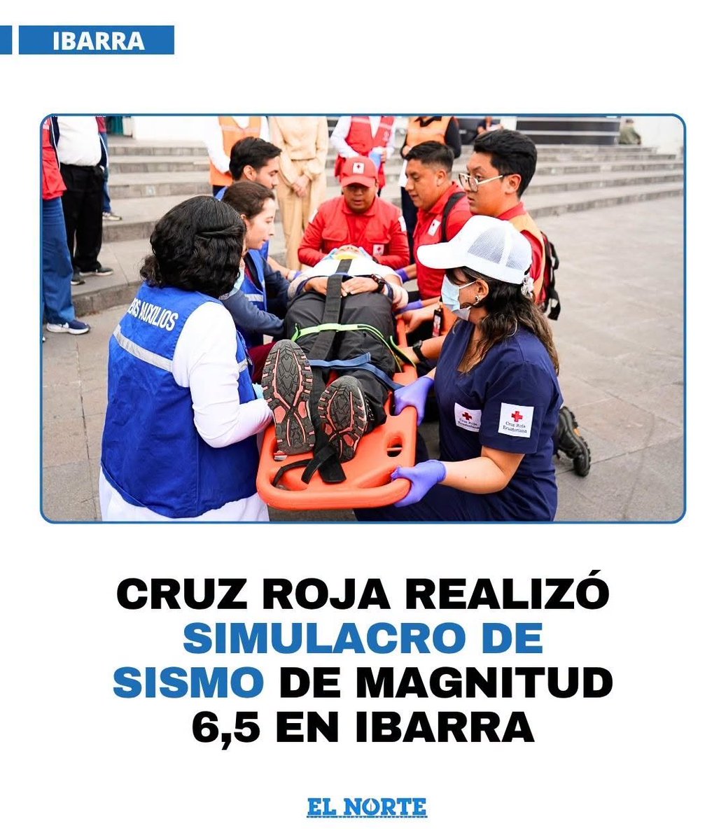 elnorteadiario's tweet photo. #Ibarra | https://t.co/9S0dUxJoRz  La Cruz Roja Imbabura ejecutó un simulacro de #sismo de magnitud 6,5 para evaluar protocolos de emergencia y fortalecer la capacidad de respuesta. https://t.co/kcqC4oeNO7