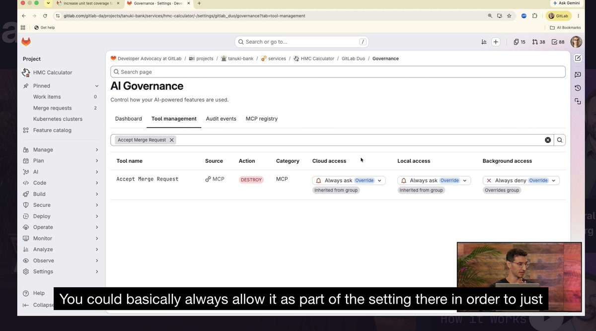 ffmpeglab's tweet photo. @gitlab do we even need those screens anymore then? why don't you just plug the @Google meet notetaker directly into the description of a new branch? btw i would have not noticed myself but that is approval for delete action. https://t.co/G8rvwvNqi1